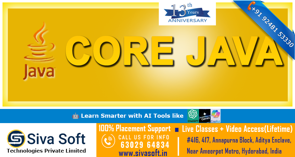 Classroom and Online Core Java Training Course in Ameerpet Hyderabad India