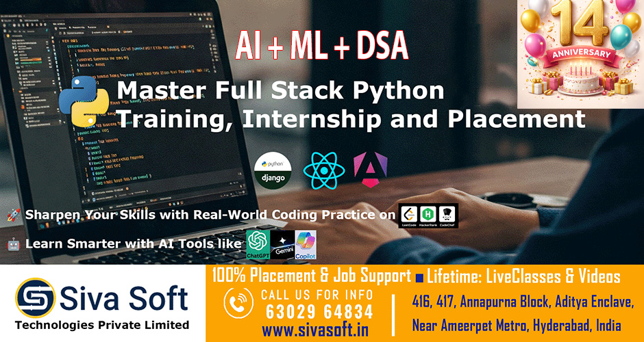 Online Full Stack Python (AI + ML + DSA) with React Training Course in Ameerpet Hyderabad India