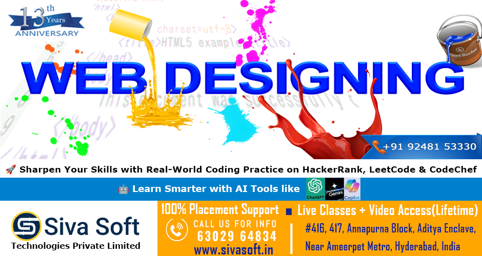 Classroom and Online Web Designing Training Course in Ameerpet Hyderabad India