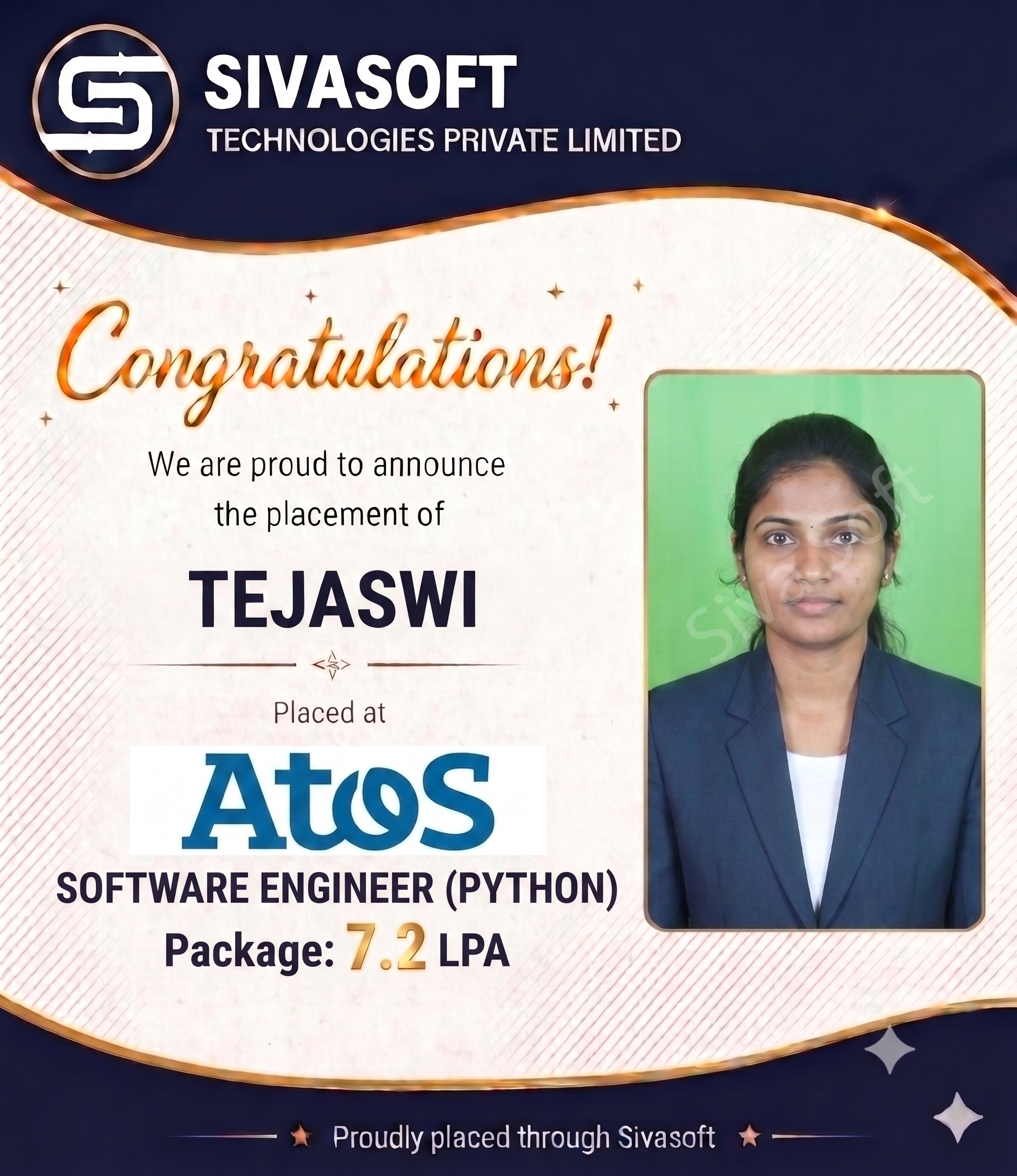 Supriya Placed at LSNSOFT