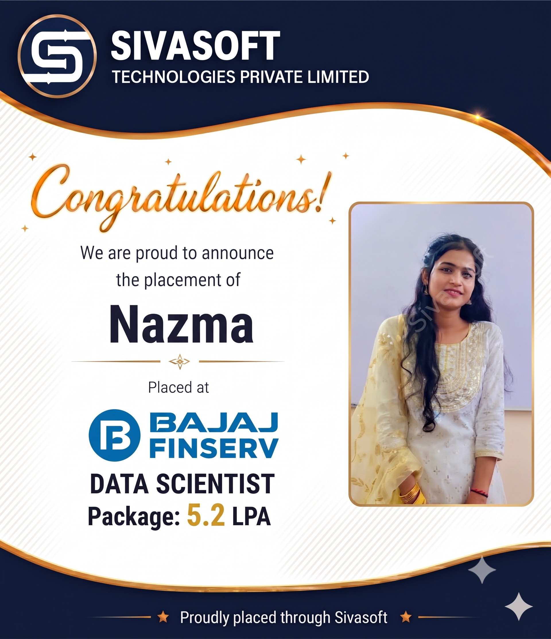 Supriya Placed at LSNSOFT