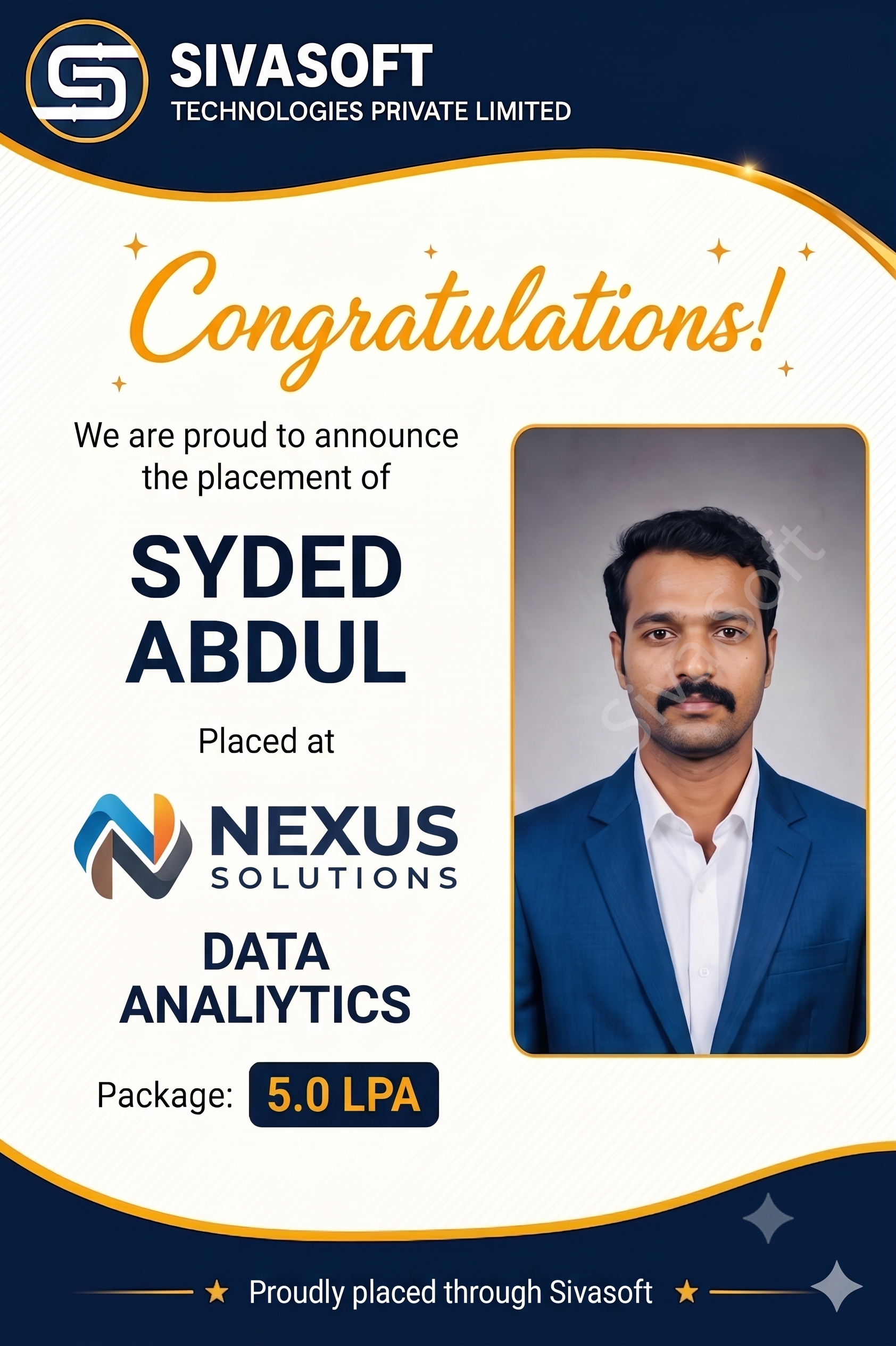 Supriya Placed at LSNSOFT