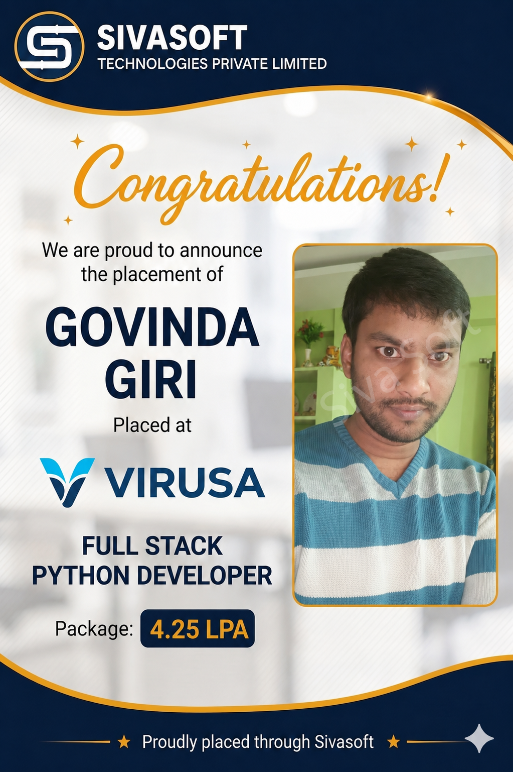 Supriya Placed at LSNSOFT