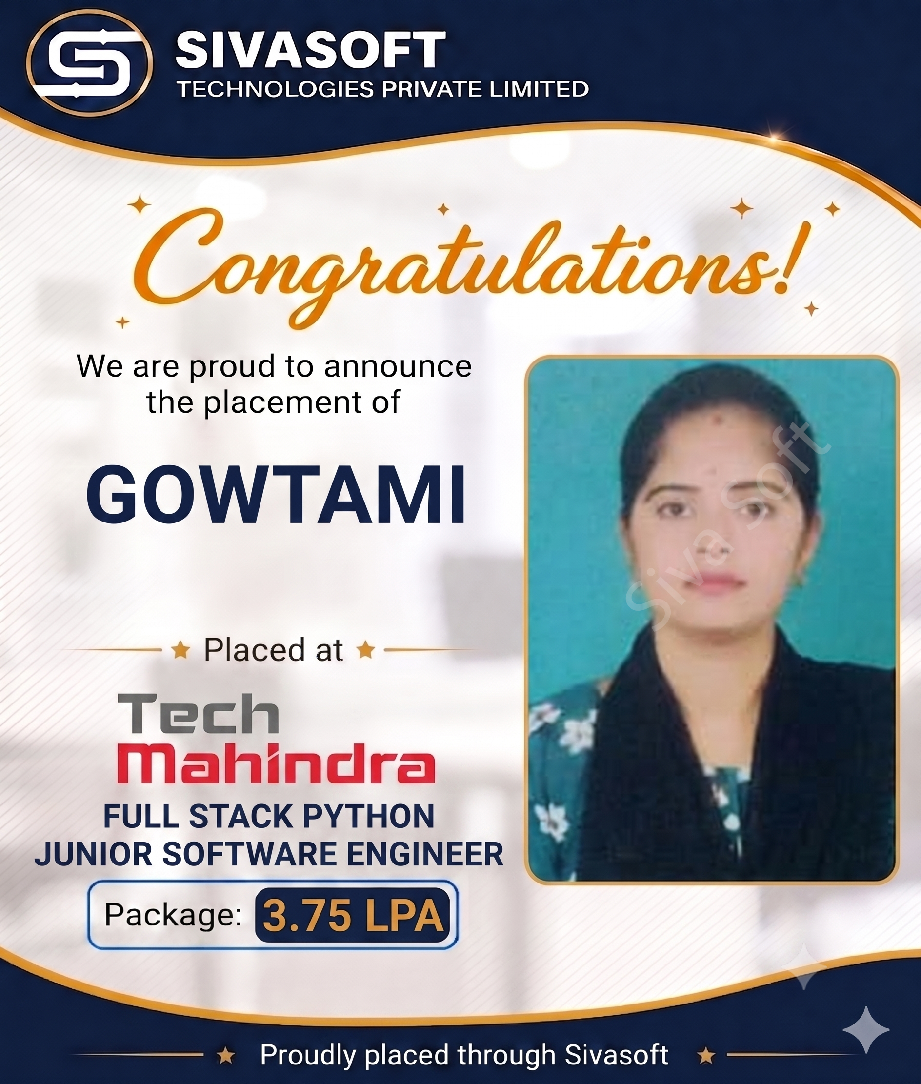 Supriya Placed at LSNSOFT