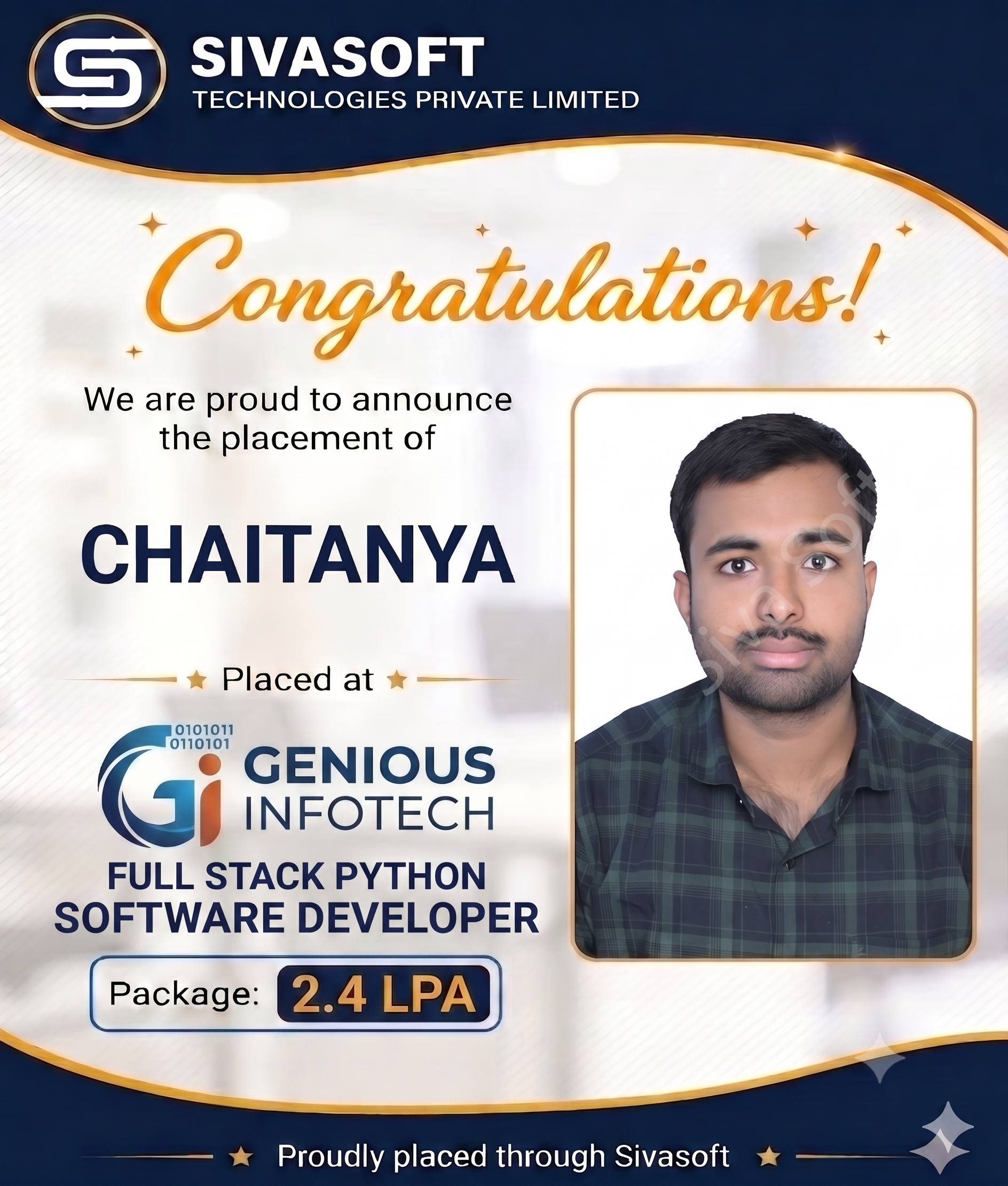Supriya Placed at LSNSOFT